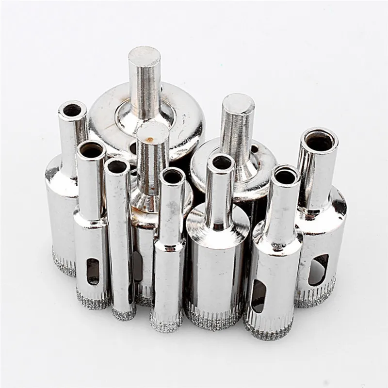 Realmote 10PCS Set 6-30mm Diamond Coated Core Hole Saw Drill Bits Tool Cutter For Tiles Glass Granite Marble Drilling