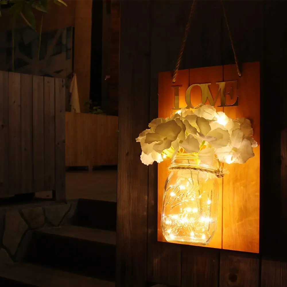 2 шт., светодиодный светильник Mason Jar, несколько цветов, сказочный цветок со стеклянной баночкой, теплый светильник для украшения гостиной, D25