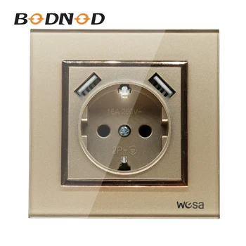 

USB Wall Socket Charger Free Shipping Double USB Port 5V 2A USB Enchufes Para Pared Outlet High Quality Silver Acrylic