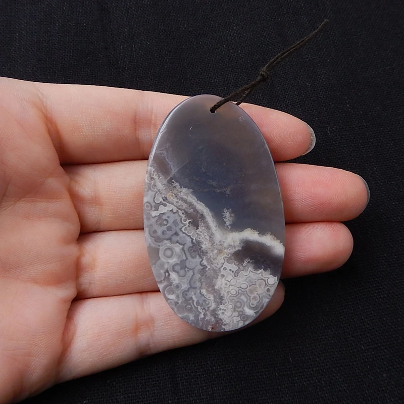 Natural Stone Agate Carved Mermaid Necklace Pendant 56x33x7mm 20.9g Semiprecious Stone Fashion Pendant Jewelry Making