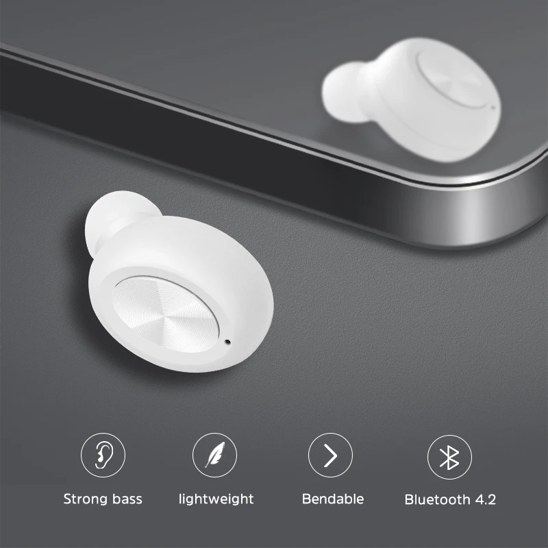 KIVEE TW21 USB Charging Wireless Bluetooth Earphone for Car Driving Single Handsfree with Microphone Business Bluetooth Headset