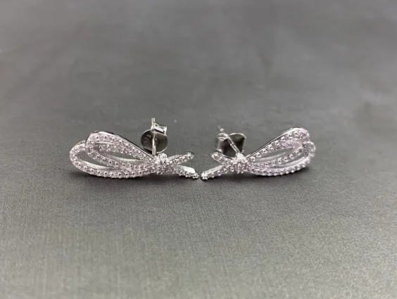 ED 03 TFB RLLEN Quality TIF Original 925 Silver Fashion Elegant Bow Twig Earring Series DIY Jewelry Gift for Girls and Women