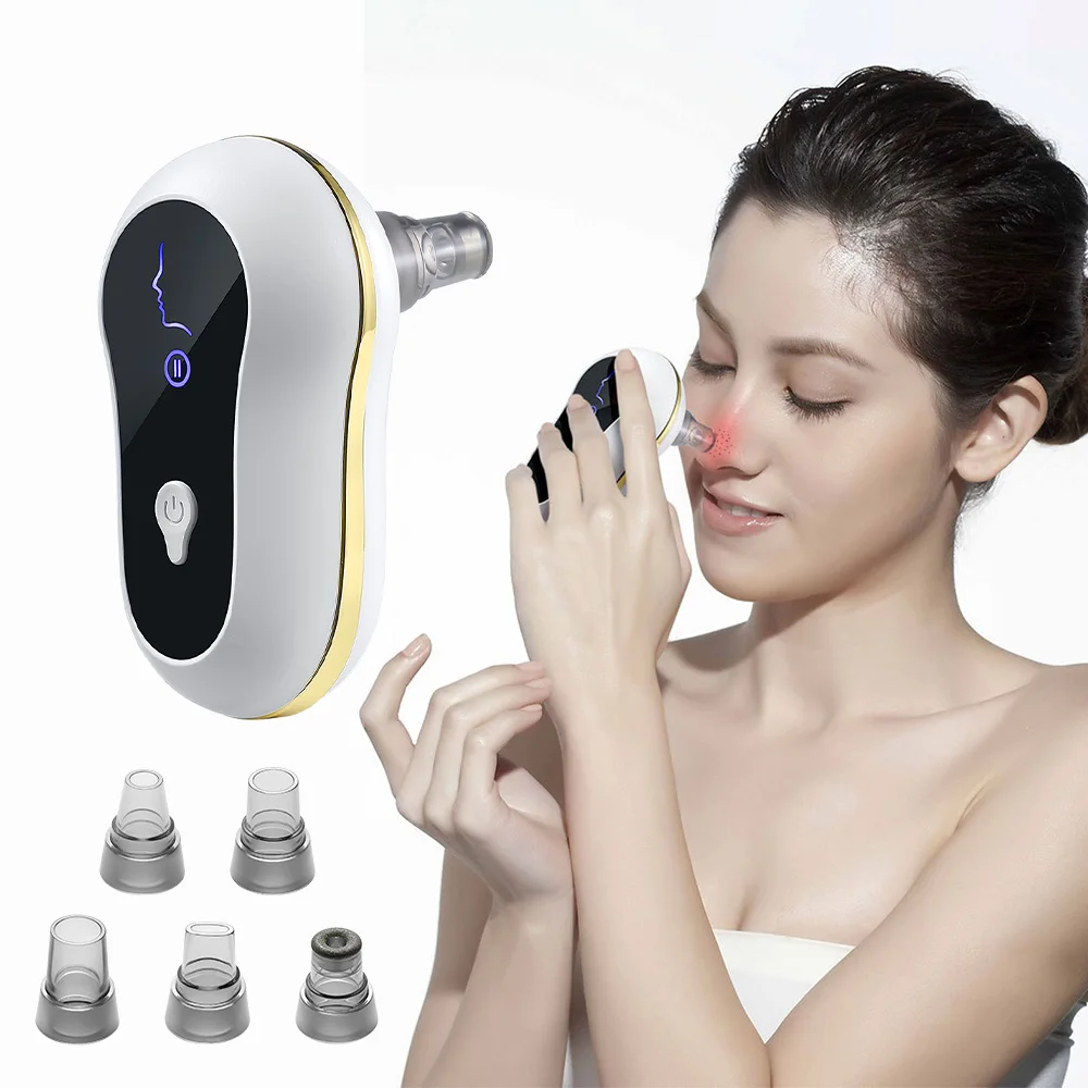 

Blackhead Remover 3 Suction Power Acne Comedones Removal Pore Cleaner USB Rechargeable Face Care Pimples Tools 5 Replace Heads