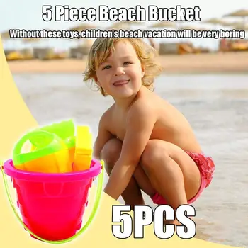 

5Pcs/set Castle Bucket Spade Shovel Rake Water Tool Gift Dune summer game Sand Kids Random Toys Beach Color Sand For Childr C8V6