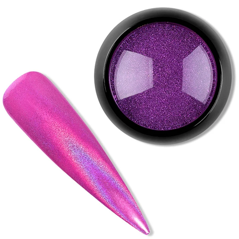 9g Laser Rose Gold Chrome Nail Art Glitters Holo Magic Mirror Powder Neon Optic Highlight Dust Manicure UV Gel Polish DIY New - Цвет: purple