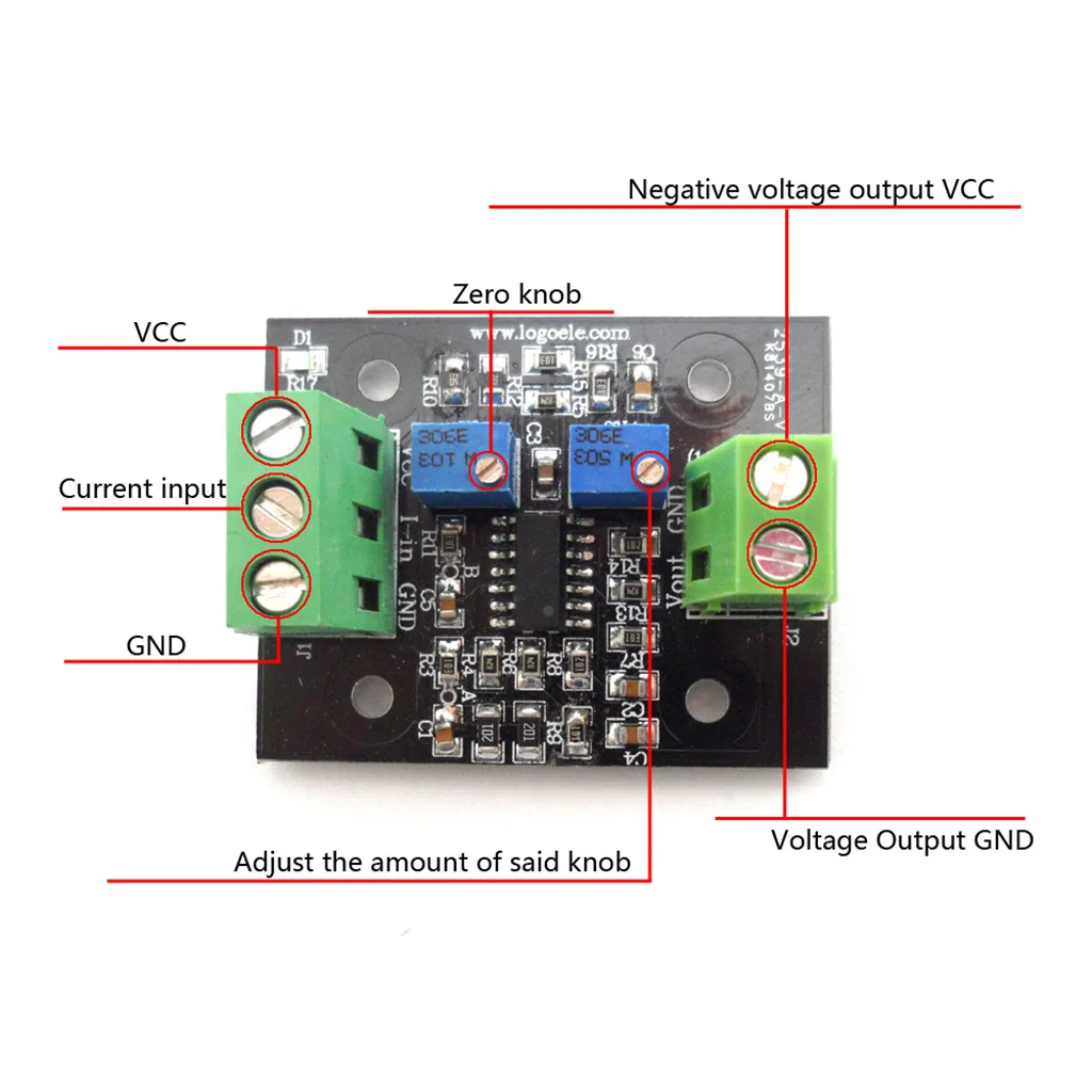 Current To Voltage Module 4-20mA To 0-10V Isolation  Signal Converter With Green Base