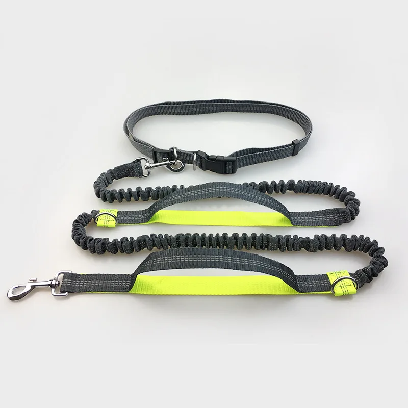 Fluorescent green Hands Free поводок для собак, кошек, бега, бега, для бега, мягкий поясной ремень, Светоотражающая полоса, эластичный поводок, идеальный для прогулок, тренировочный поводок для собак, набор - Цвет: Fluorescent green