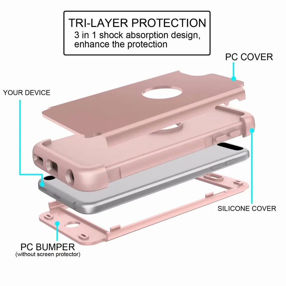 MAX-Q 3-в-1 противоударный чехол для задней панели чехол s For ipod touch 6 6th поколения Жесткий& Мягкий Резиновый Защитный Гибридный бронированный чехол Крышка