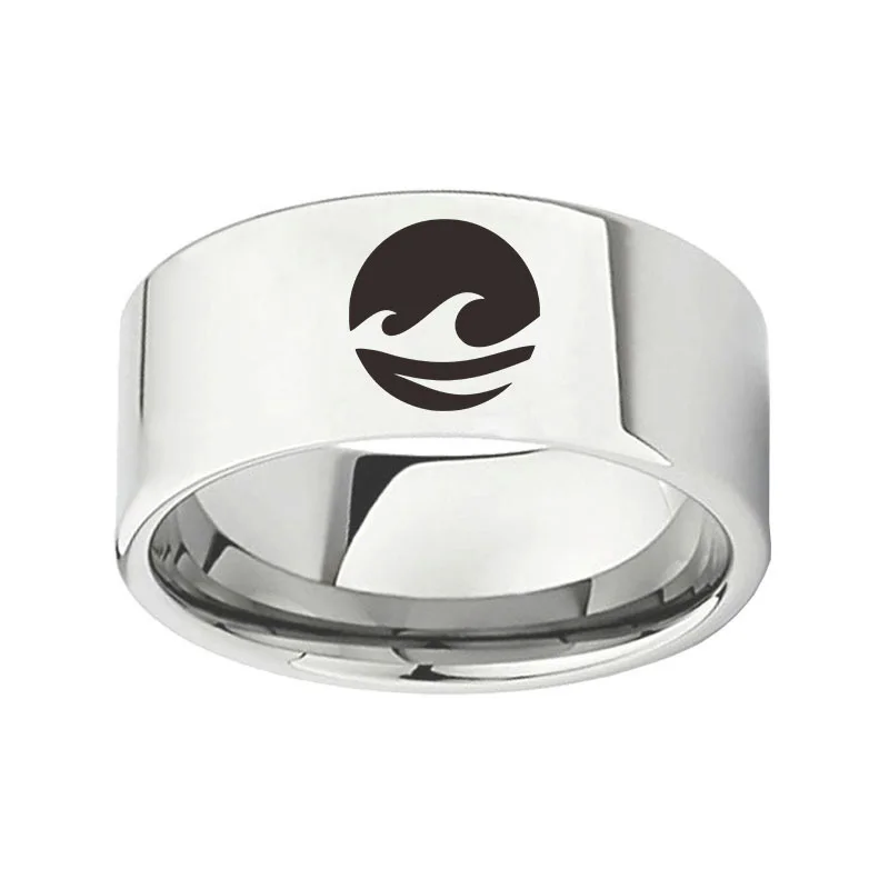 

Customized Name DIY Logo Fashion Trend Style Ring 8mm Laser Logo Titanium Anti-allergy Mens Honor Courage Rings For Gift