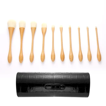 

10pcs/set Makeup Brushes Set Bamboo Color Powder Eye Shadow Foundation Blush Blending Beauty Women Cosmetic Tool