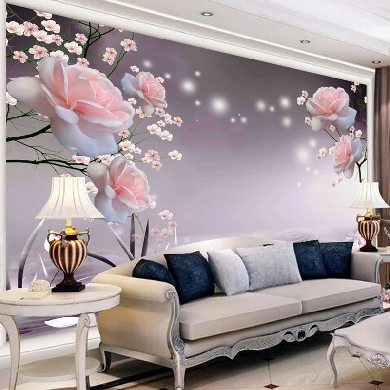 modern 3d rose flores wallpaper mural 03