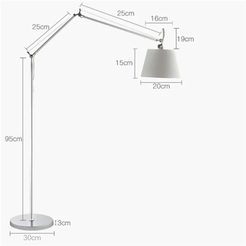 Скандинавский дизайнер, Artemide Tolomeo, макси-торшер, поворотный рычаг, регулируемая светодиодная стоящая лампа, для учебы, офиса, студии, спальни, гостиной - Цвет абажура: Small