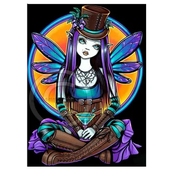 

DIY 5D Diamond Painting Cross Stitch Cartoon girl Diamond Mosaic Square Diamond Embroidery butterfly fairy Decoration Rhinestone
