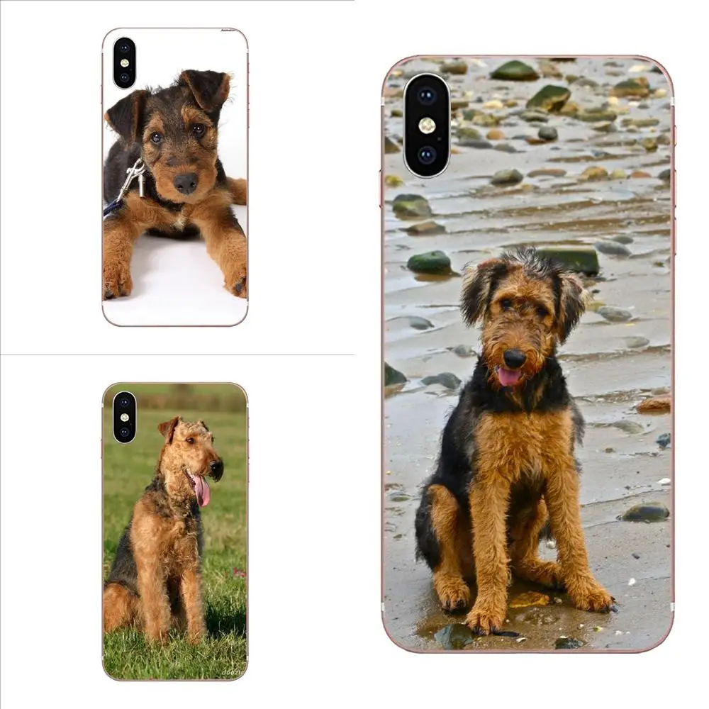 Мягкий узор Розовый Прекрасный Airedale терьер собака для Apple iPhone 4 4s 5 5C 5S SE 6 6S 7 8 Plus X XS