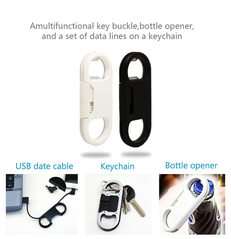 3 in 1 Beer Bottle Opener Keychain USB Data Cable Charging Cable Portable Multifunction Data Cable for IOSAndorid Phones (15)