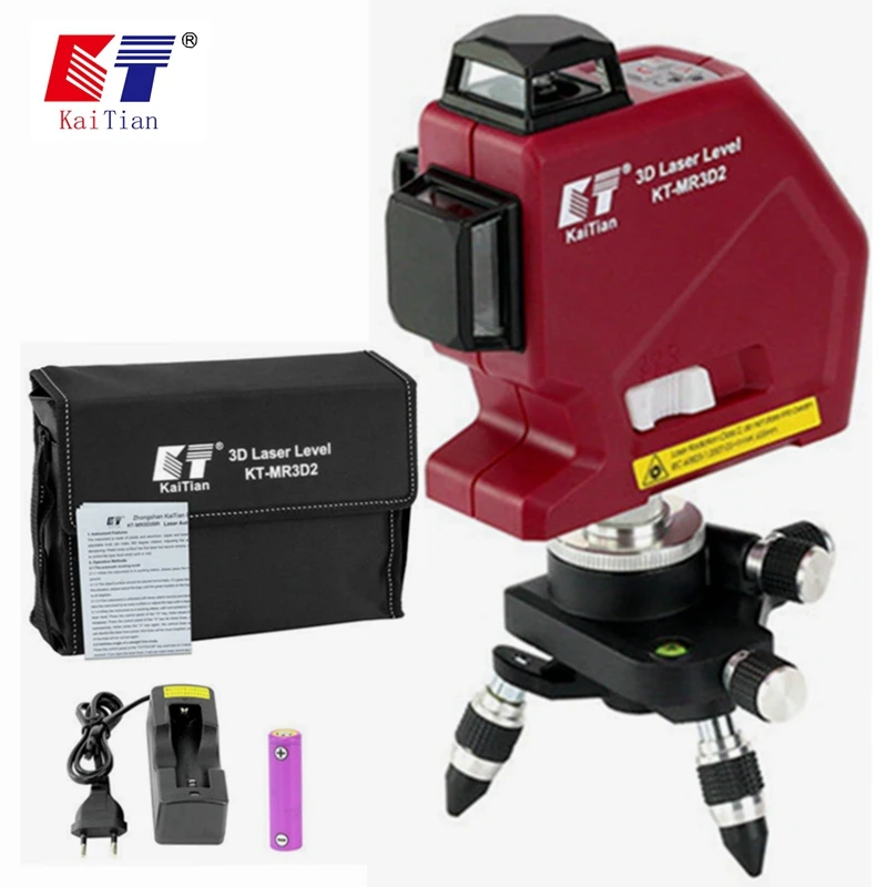 

Kaitian Laser Level Self Leveling 3D laser 12 Lines with Battery 360 degree Horizontal Vertical Cross Beam Line slash function