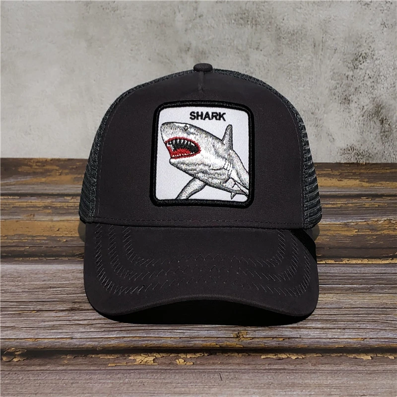 dark grey SHARK Модная новинка, унисекс, мужская, женская, GoorinS, животная ферма, Дальнобойщик, глаз тигра, Регулируемая Кепка, дятел, Лев, Дальнобойщик, Кепка - Color: dark grey SHARK