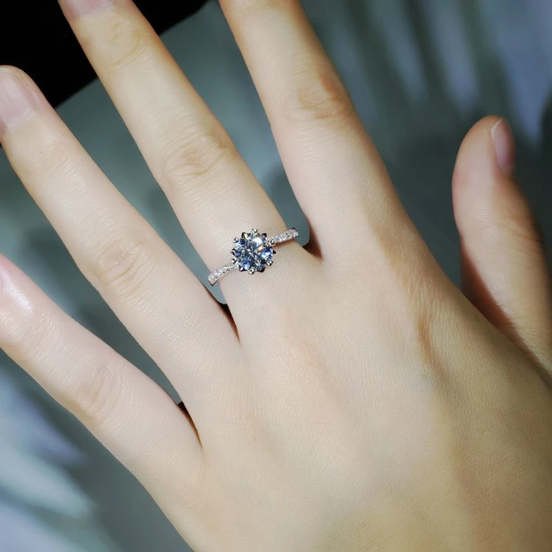 Романтическое кольцо в форме цветка из белого золота 14 к, Муассанит, 1ct 2ct 3ct, ювелирные изделия на заказ, юбилейное обручальное кольцо