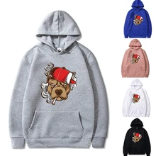 Moletom com capuz homem pulôver fumar cachorro padrão impressão hoodies primavera outono harajuku com capuz casais moda streetwear masculino