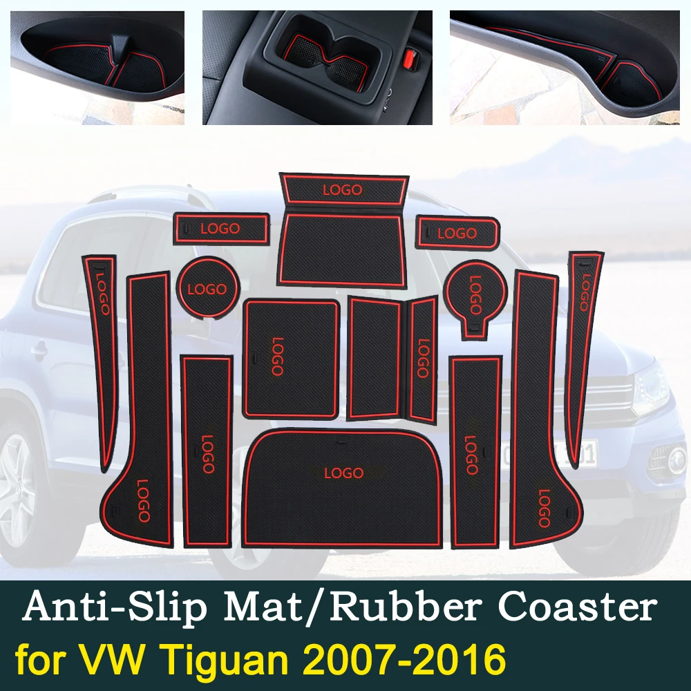 Противоскользящая дверная резиновая подушка для VW Tiguan 2007~ для Volkswagen 2010 2013 паз коврик аксессуары для салона автомобиля