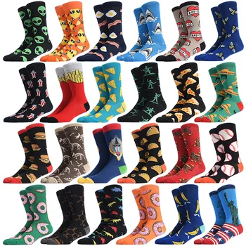 

Burger Pizza Sushi Alien Males Socks Fashion Cute Series Korean Harajuku Cartoon Funny Women Happy Cotton Cool Middle Tube Socks