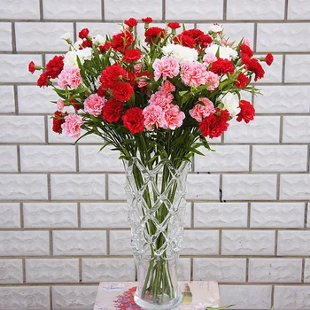 

6 Head Artificial Carnation Flower Bouquet Simulation Small Carnation Silk Fake Flower Branch Home Garden Decoration Floral Gift