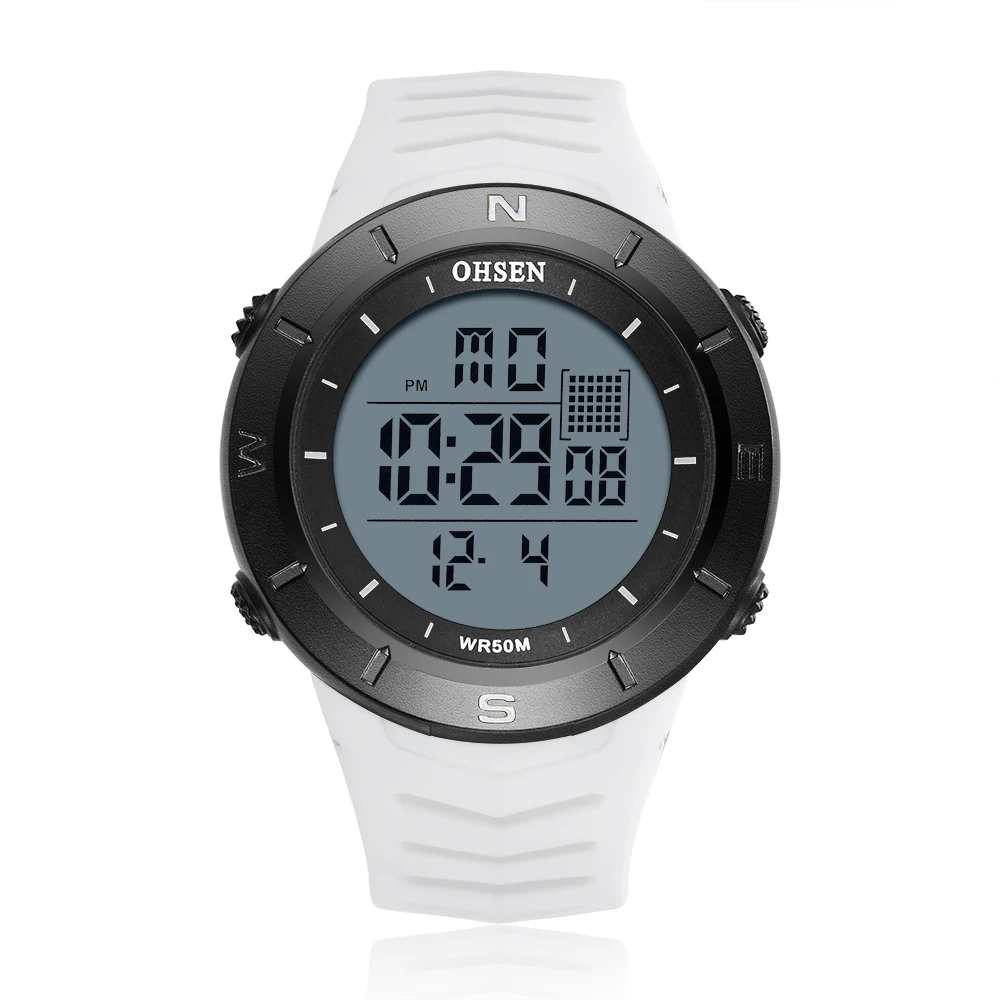 Цифровой светодиодный для мужчин спортивные часы секундомер белый водонепроницаемый Militar мужские наручные часы желтый Модный браслет часы relogio masculino - Цвет: White watch