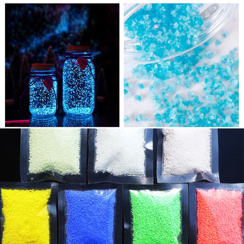 SOLEDI 10g Glowing Luminous Fluorescent Sands Glow in The Dark Pigment Powder Aquarium Sand Art Fish Tank 10g/1Bag