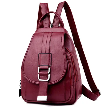 

2020 Women Leather Backpacks Vintage Female Shoulder Bag Sac a Dos Travel Ladies Bagpack Mochilas School Bags For Girls