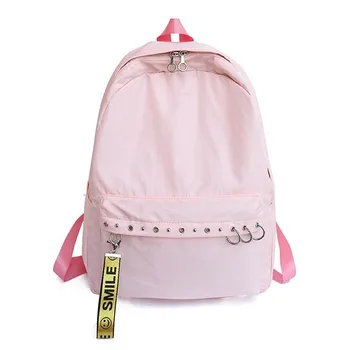 

Simple Nylon Backpack Mochilas Female Korean Campus Student Bag Wild Solid Color Couple Travel Backpack Laptop Backpack
