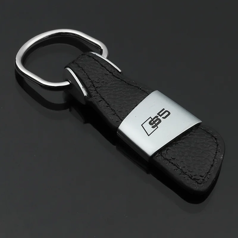 

S5 leather car logo metal key ring ring link pendant