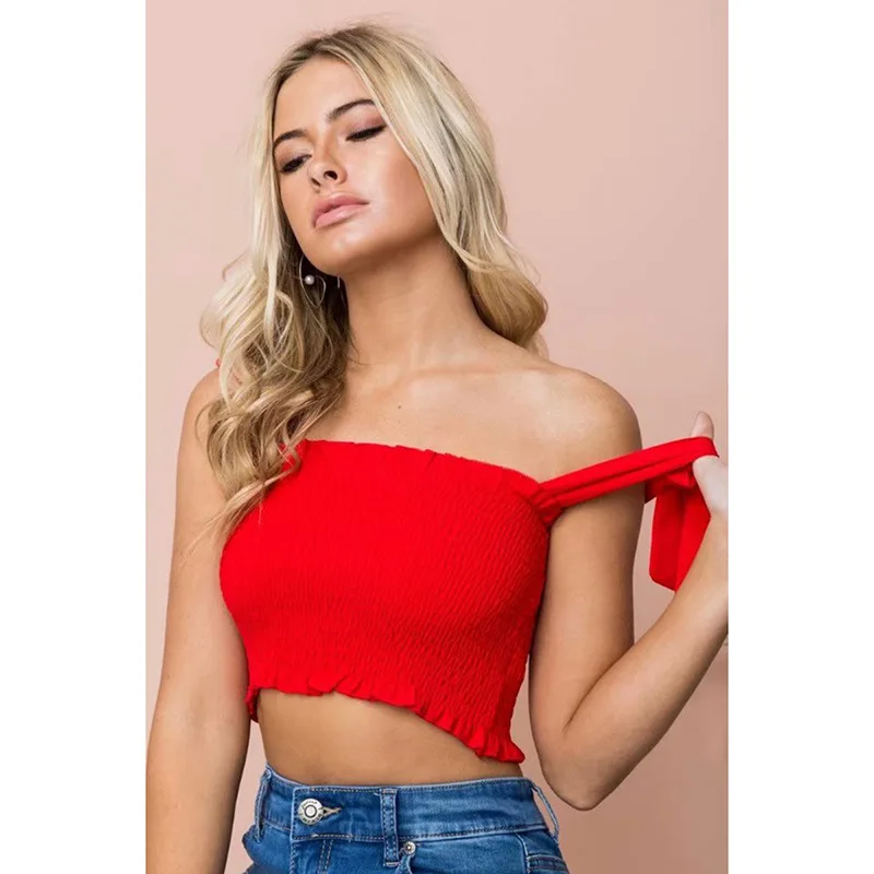 Hot Selling Fashion WOMEN'S Dress Bow Shirred Slim Fit Vest Tube Top TOP Women Spaghetti Strap Sexy S | Женская одежда