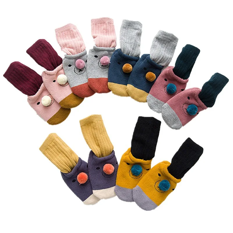 MOLIXINYU/зимние детские носки для девочек и мальчиков; плотные теплые носки с героями мультфильмов для малышей; вязаные хлопковые детские милые высокие носки