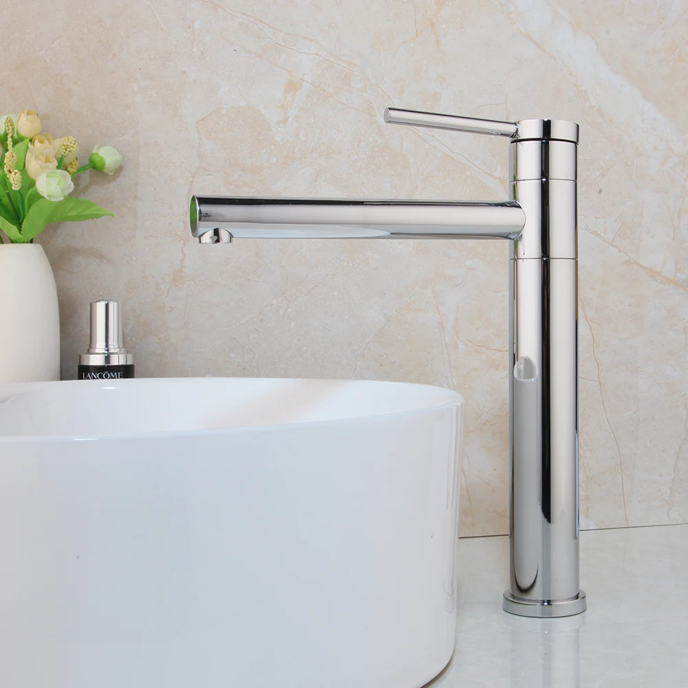 chrome Кран для ванной комнаты высокий бортике rubinetto bagno alto горячей и холодной смесители хром и матовый никель латунь Смесители длинный кран - Цвет: chrome