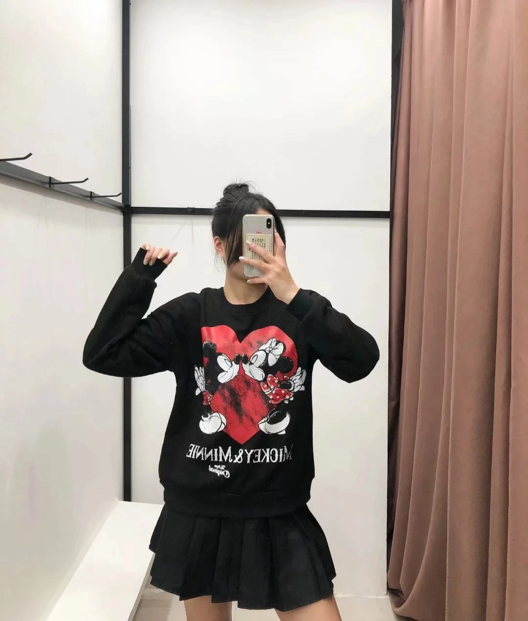 Женский топ с принтом Микки из мультфильма, Черная Толстовка kpop, женская одежда, пальто, осенне-зимний пуловер, уличная одежда