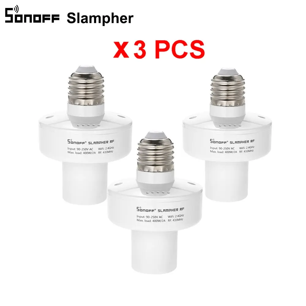 3 шт. SONOFF Slampher E27 RF 433 МГц Wifi умный светильник, держатель лампы, приложение голосовой пульт дистанционного управления, работает с Alexa Google Home - Цвет: 3PCS Slampher