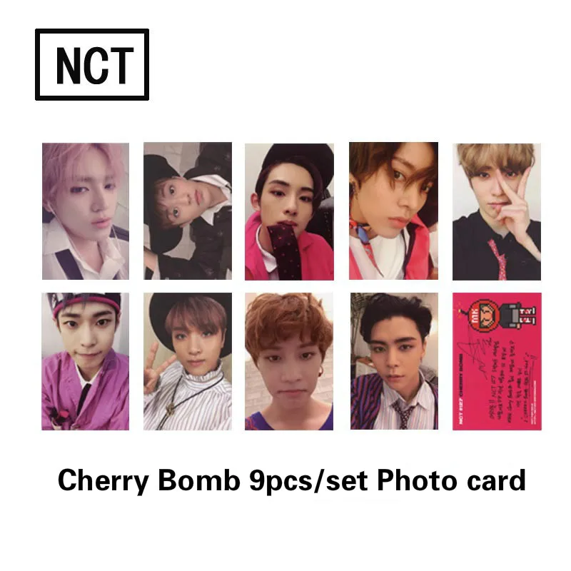 

9pcs/set NCT 127 HD photocard Cherry Bomb Album Good quality NCT Dream album photo card NCT126 Supplies Fashion new Arrivals