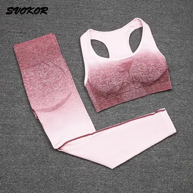 SVOKOR Seamless Yoga Set Sport Wear Women Gym Workout Fitness Clothing Female Sport Suit High Waist
