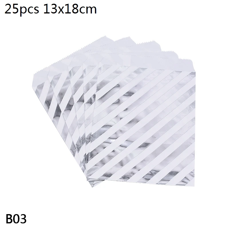 B03-25pcs striped Крафт-бумажные пакеты для печенья, печенья, конфет - Цвет: B03-25pcs striped