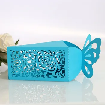 

100pcs Rose Hollow Flower Laser Cut Candy Gift Boxes Cupcake Packaging Dragees Wedding Decoration Party Favors and Gifts Guests