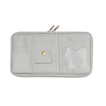 

Pu Leather Car Sun Visor Organizer,Sunglass Card Small Document Storage Pouch Holder,Multi-Pocket with Zipper Net (Gray)