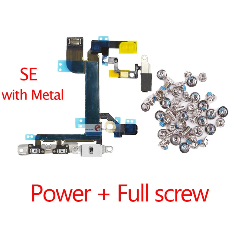 SE power screw Шлейф питания для iPhone 5G 5C 5S SE кнопка отключения звука и регулировки громкости гибкий кабель с металлическими деталями - Цвет: SE power screw