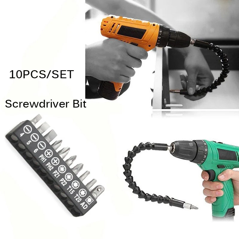 

10pcs/set Screwdriver Bit for 6.35 Hexagon Head Flexible Shaft Bits