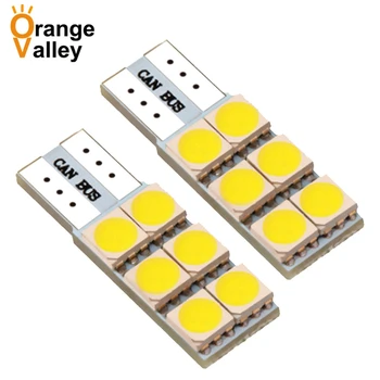 

100pcs Hotsale T10 W5W 194 168 6 SMD LED 5050 Wedge Lights Turn Signal Marker Lamps Reading Lighting Bulbs Wholesale DC12v