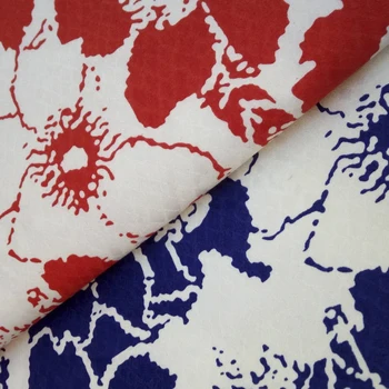 

Cotton printing canvas handmade DIY clothing fabric White background big flower printed fabric two colors optional