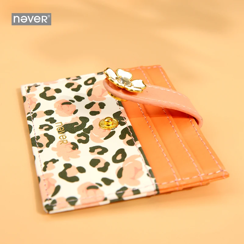 Never Leopard зерно корейский чехол для карточек для девочек Дамская Подарочная канцелярская Карточка Чехол для карт Канцелярские Товары для офиса