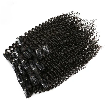 

Clip In Human Hair Extensions Remy Brazilian Kinky Curly Clip Ins 8Pcs/Set 120G Need 2-3 Sets Human Hair Bundles Make Full Head