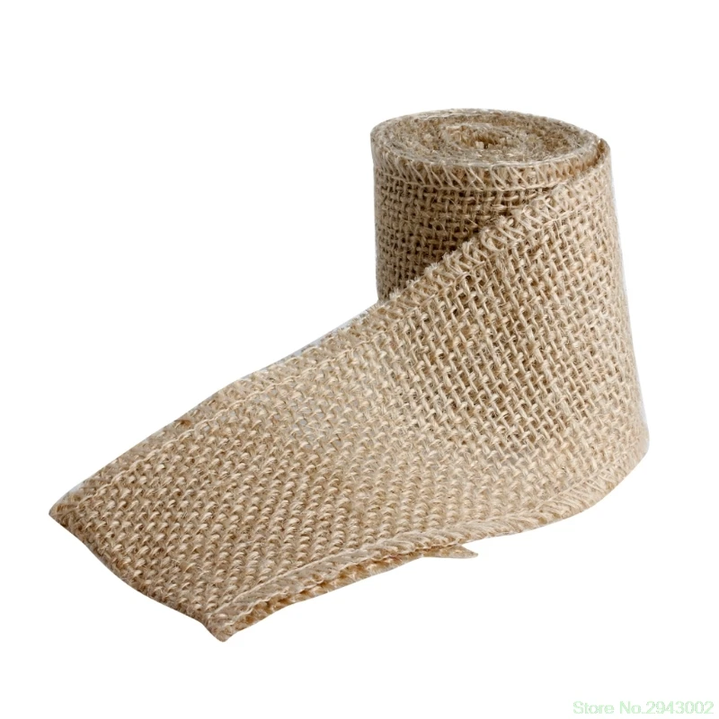 DIY 2 м натуральный джут Hessian Мешковины Ленты деревенский свадебный пояс ремень ремесло D08D - Цвет: Natural Color