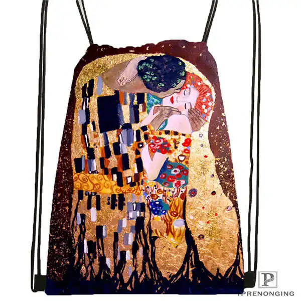 Drawstring Backpack Custom Gustav_Klimt@ 3 походная сумка на шнурке милый рюкзак для детей(черная спинка) 31x40 см#20180611-02-98 - Цвет: Drawstring Backpack