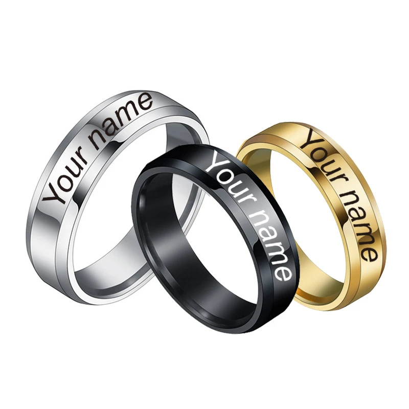 Anillos personalizados con su nombre, logotipo, texto, firma, escritura a Unisex, anillo de titanio de acero inoxidable|Anillos| - AliExpress